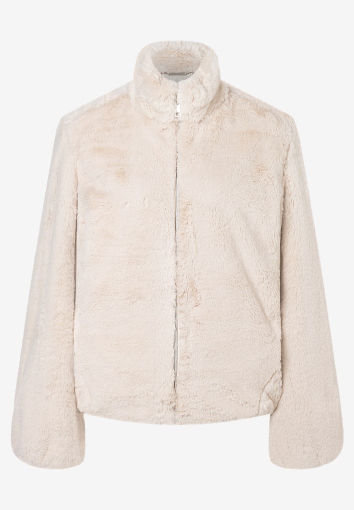 Flauschige Teddyjacke mit Stehkragen
