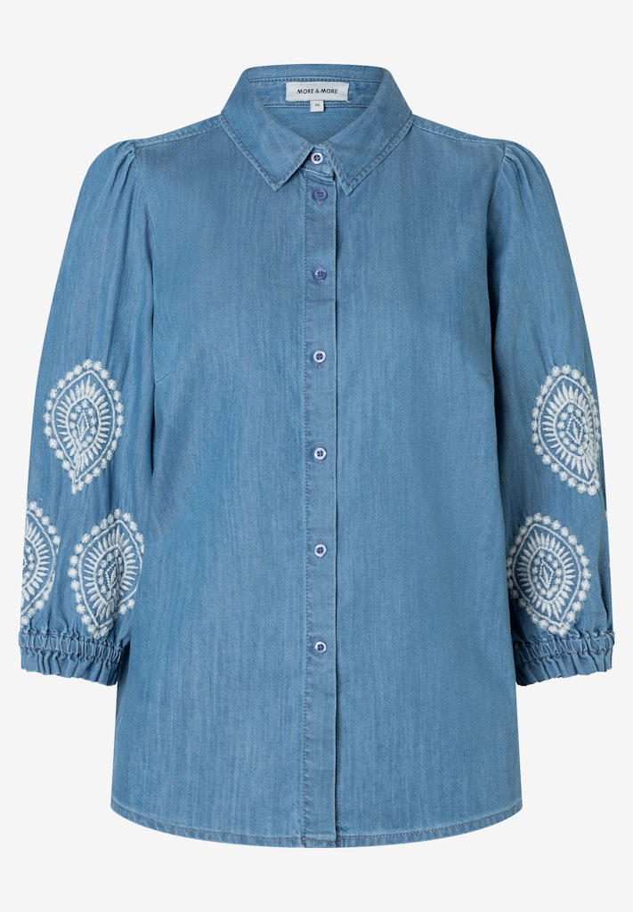 Jeansbluse mit Stickerei