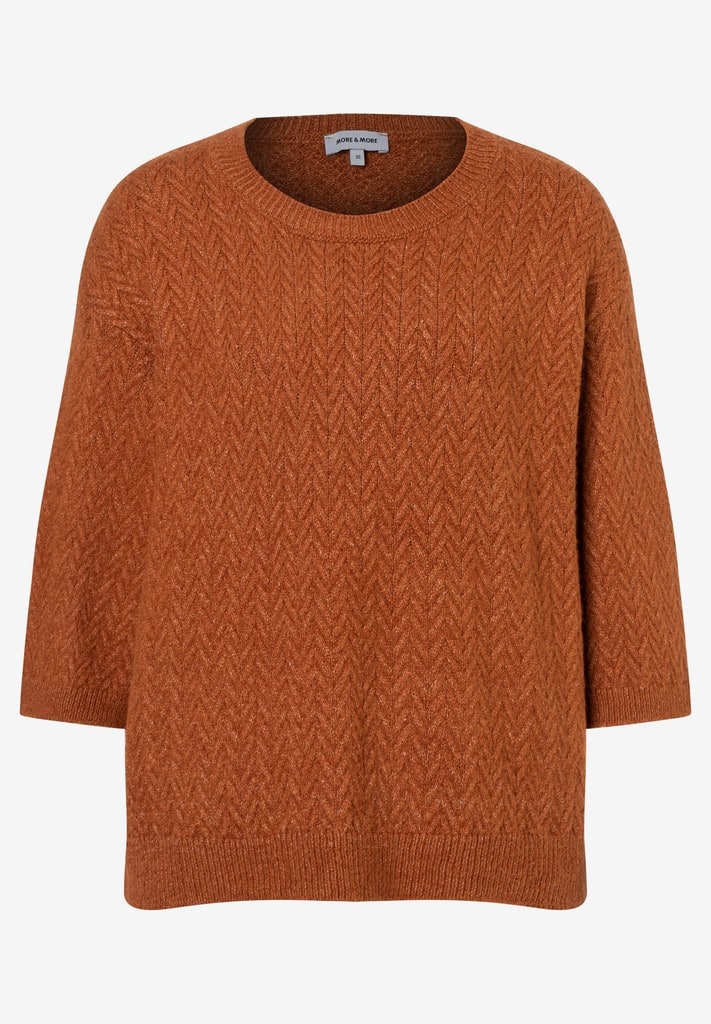 Kurzarm-Pullover mit Zopfstruktur