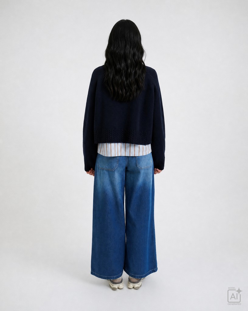 Round Neck Pullover Cable Hem