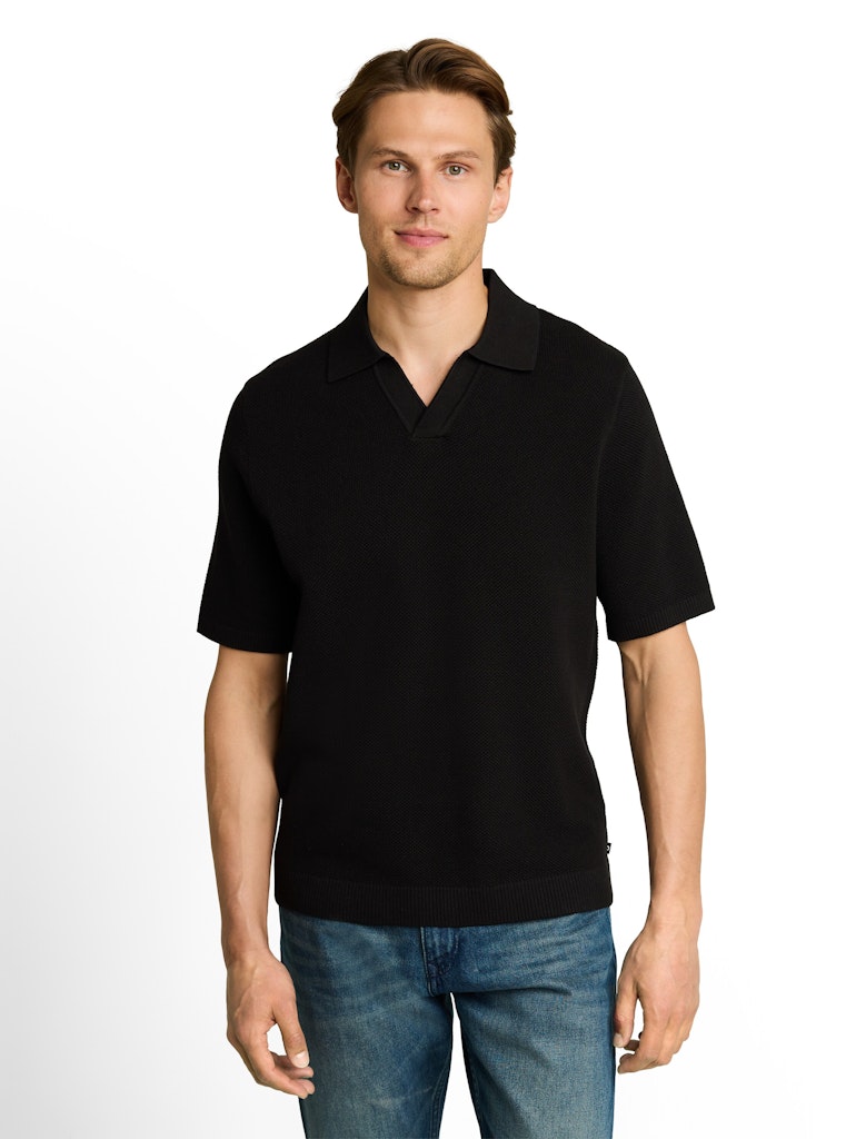 Piqué Strick-Poloshirt aus Baumwolle