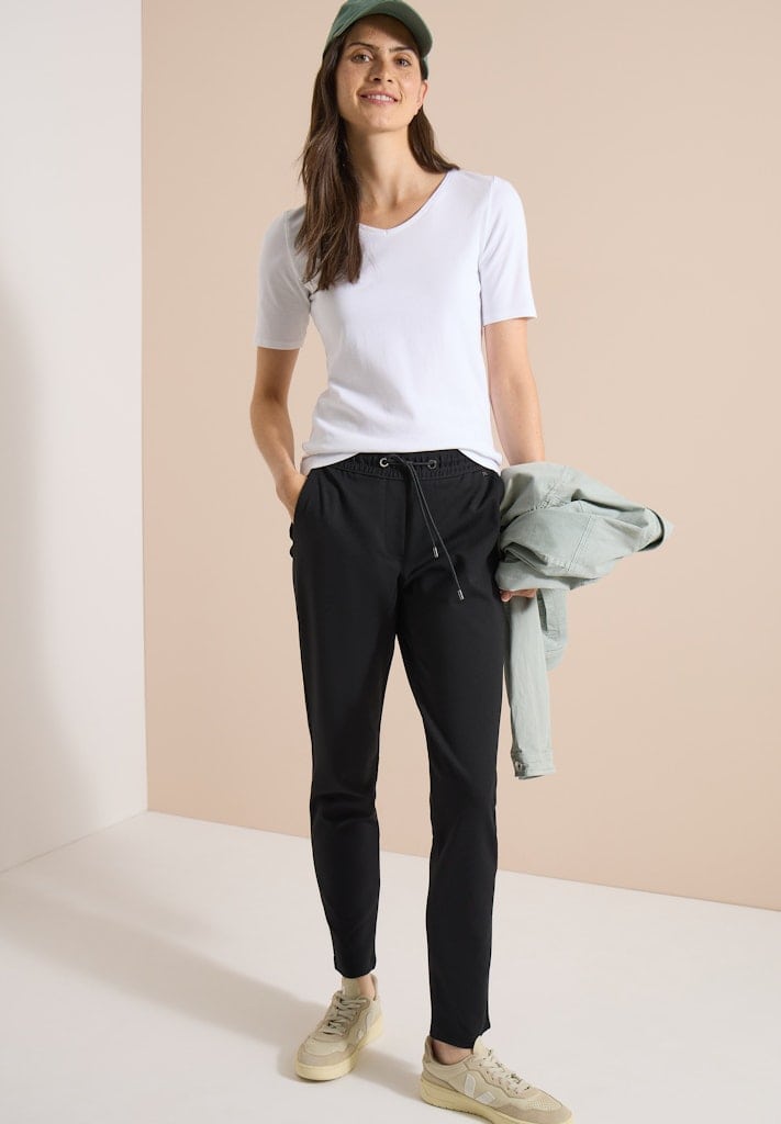 Mid Waist Slim Leg Hose im Casual Fit