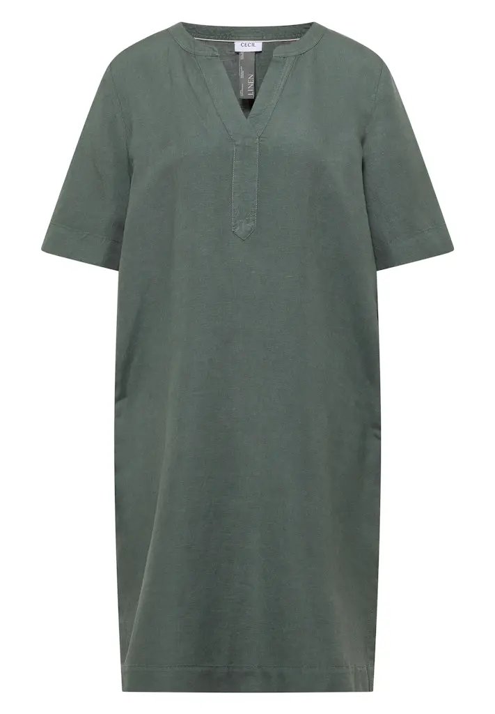 Knielanges Kleid aus Leinenmix