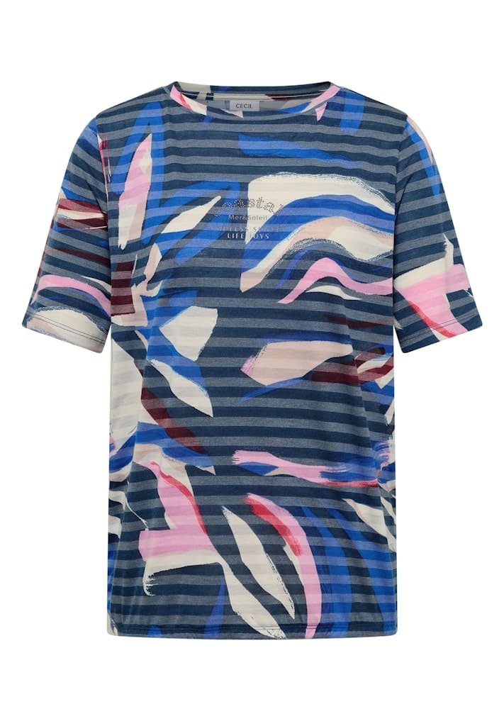 Kurzarm Shirt mit Ausbrennerstreifen