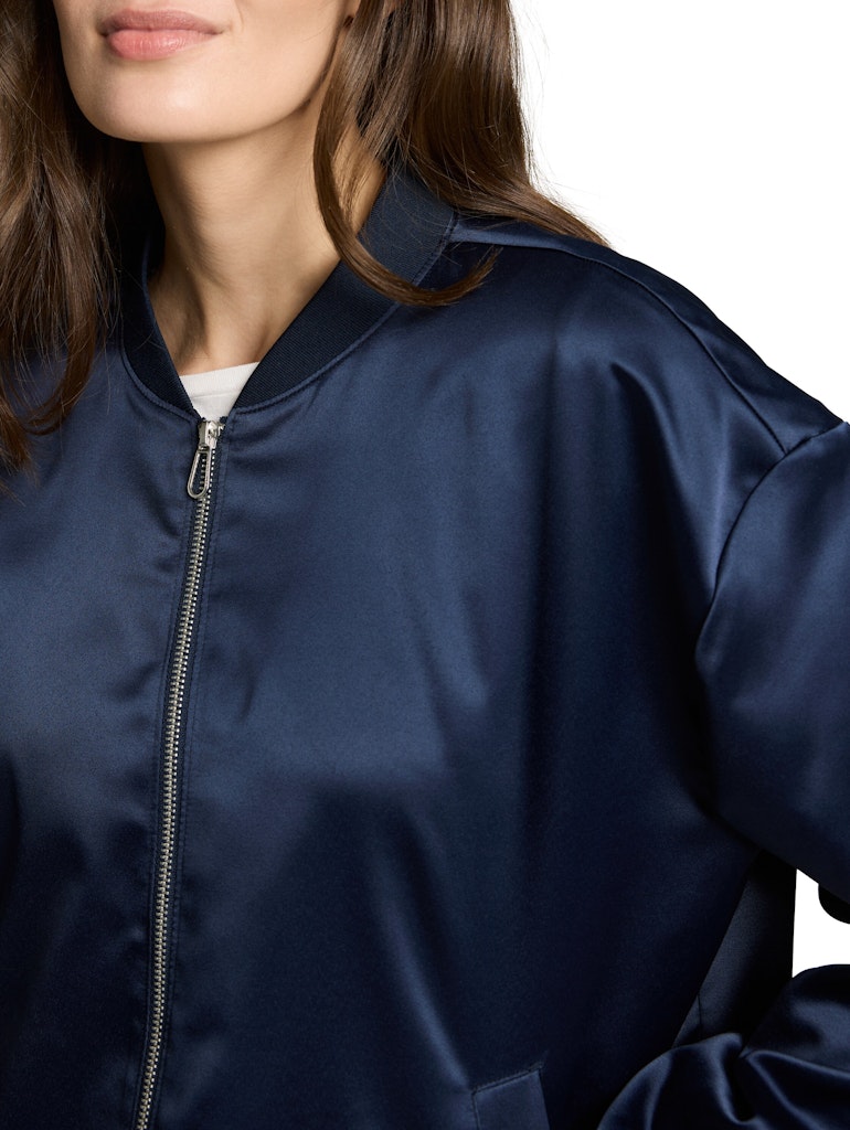 Satin Blouson Jacke mit Bomberkragen