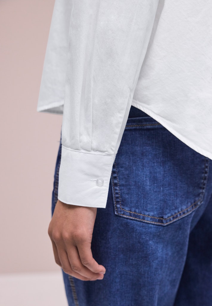 Langarm Bluse mit Hemdkragen aus Twill