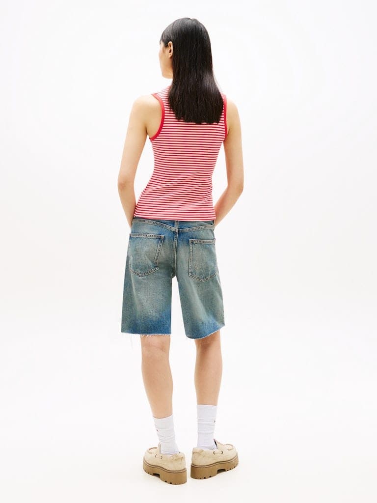 Ribbed Slim Scoop Neck Tank Top