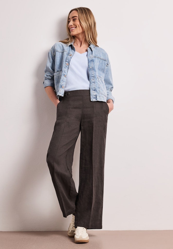 High Waist Wide Leg Hose aus Leinen