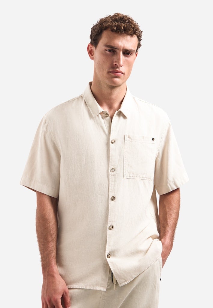 Shirt Short Sleeve With Linen, Garment Dyed