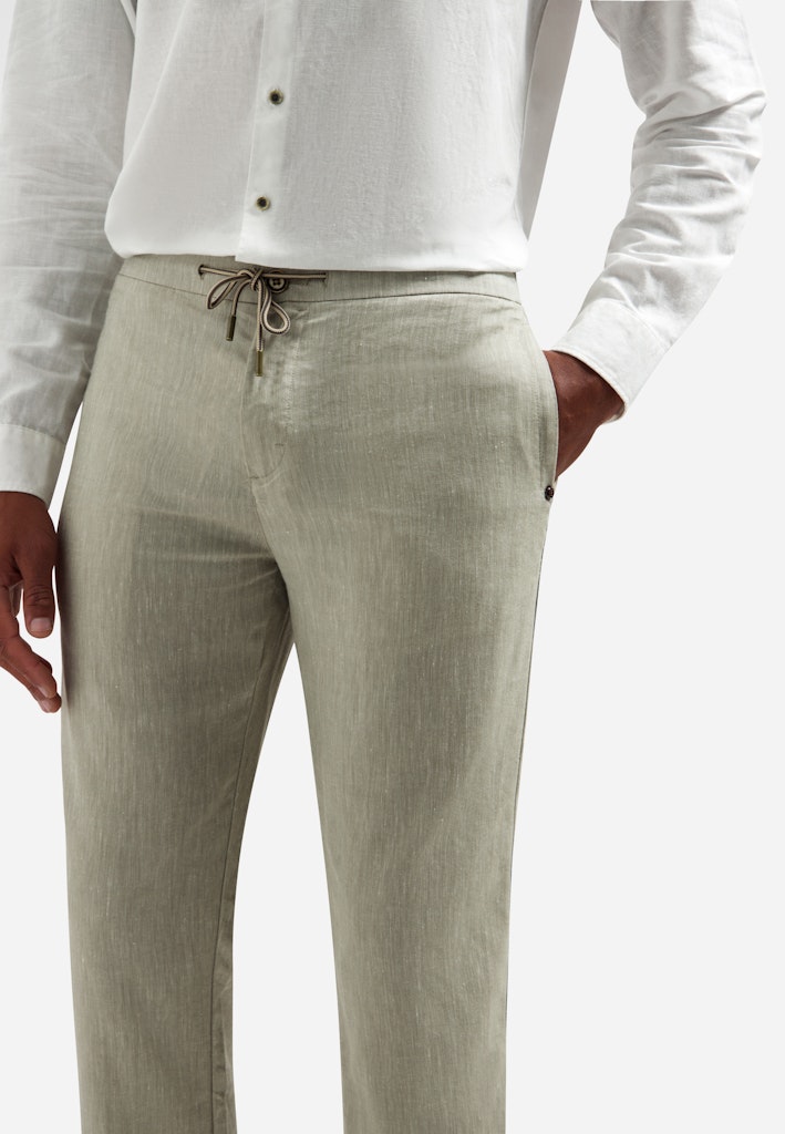 Pants With Linen Yarn Dyed