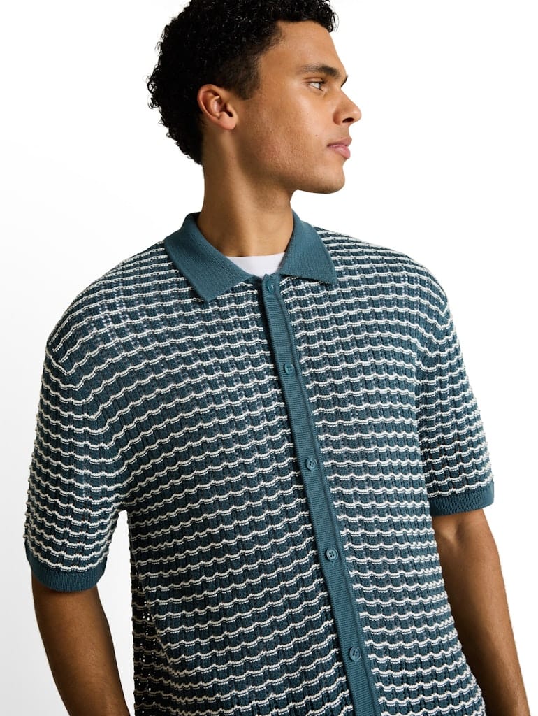 Strick-Poloshirt mit Lochmuster
