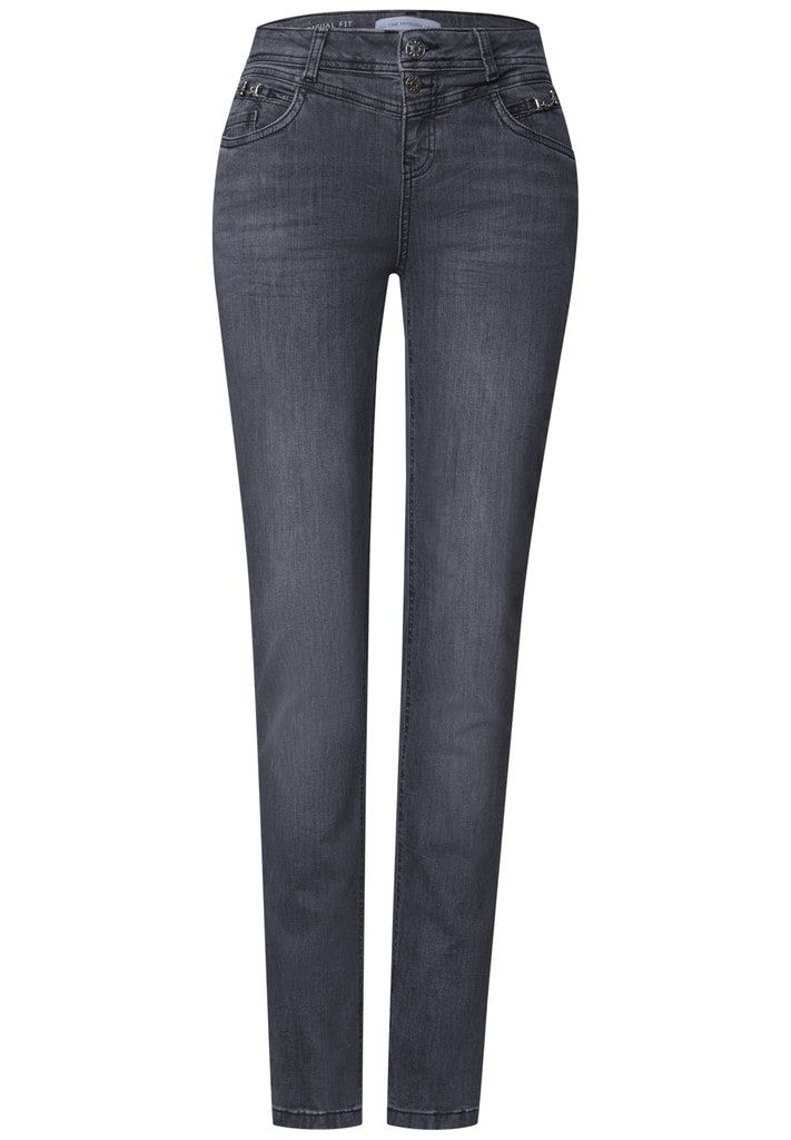 Mid Waist Slim Leg Jeans mit Dekodetail