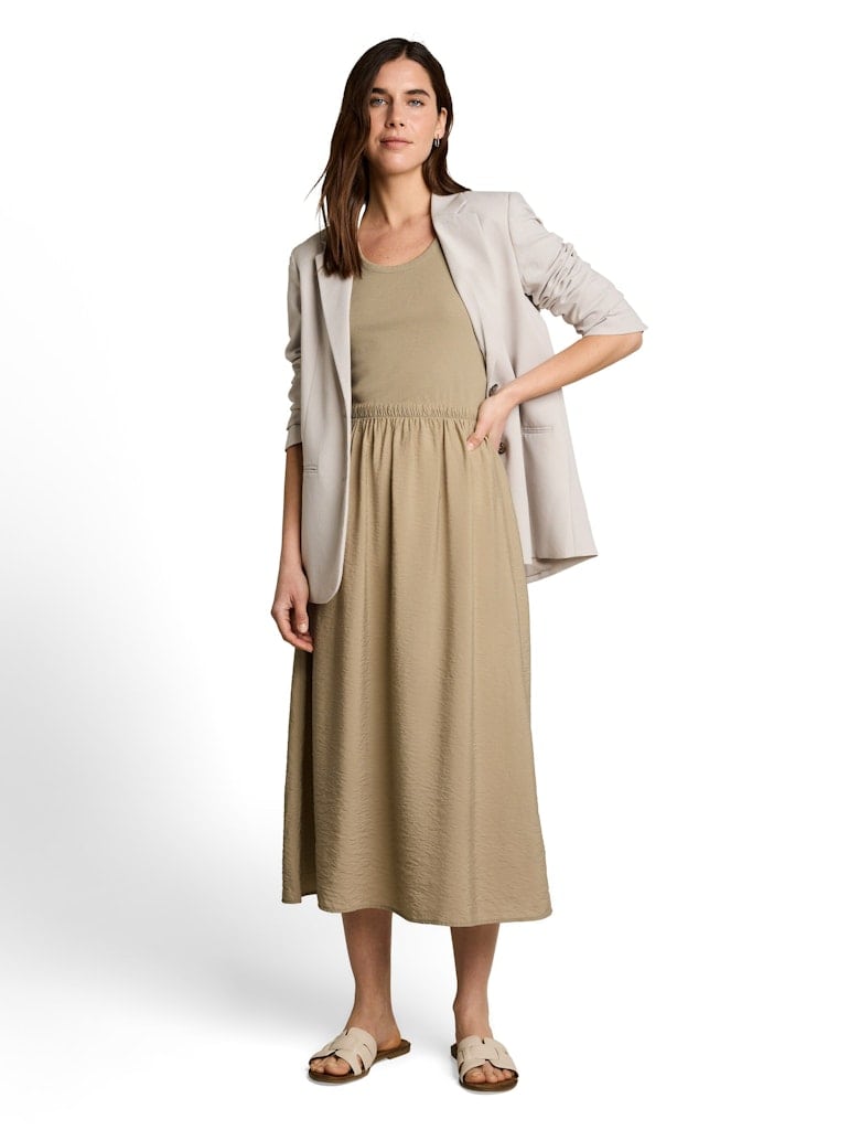 2-in-1 Midi-Kleid im Materialmix