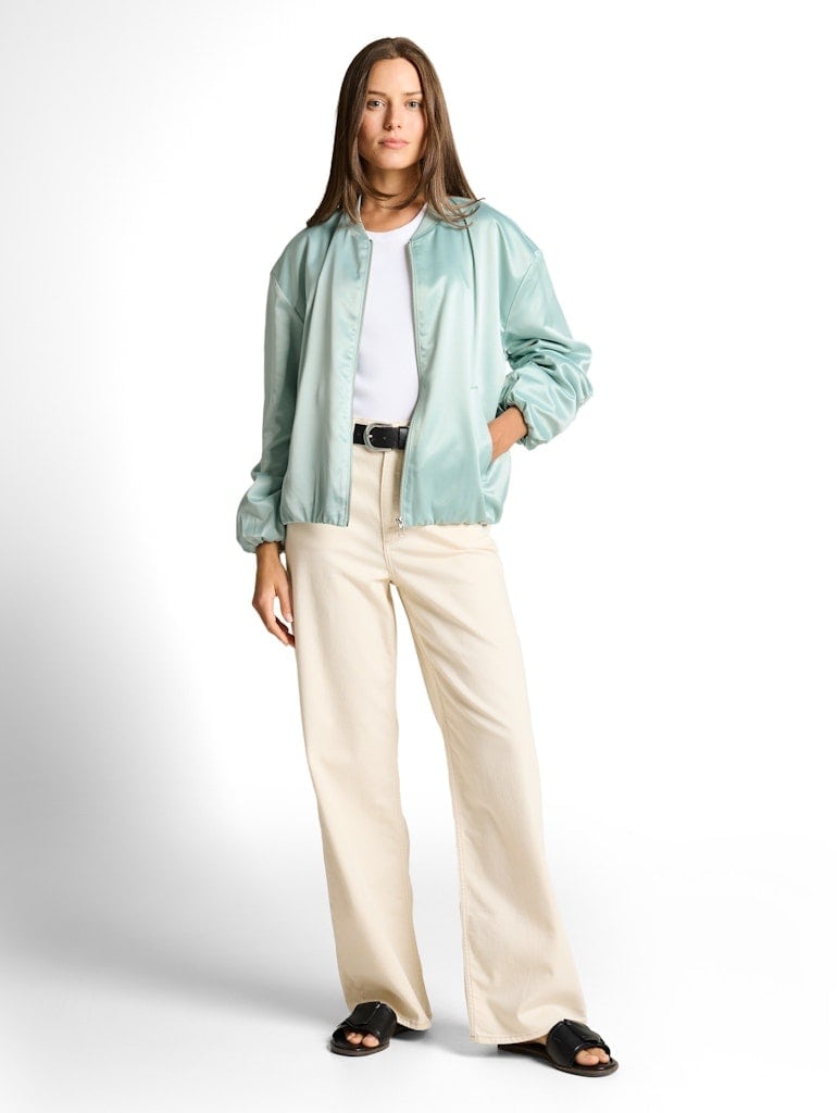 Satin Blouson Jacke mit Bomberkragen