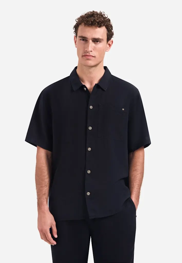 Shirt Short Sleeve With Linen, Garment Dyed