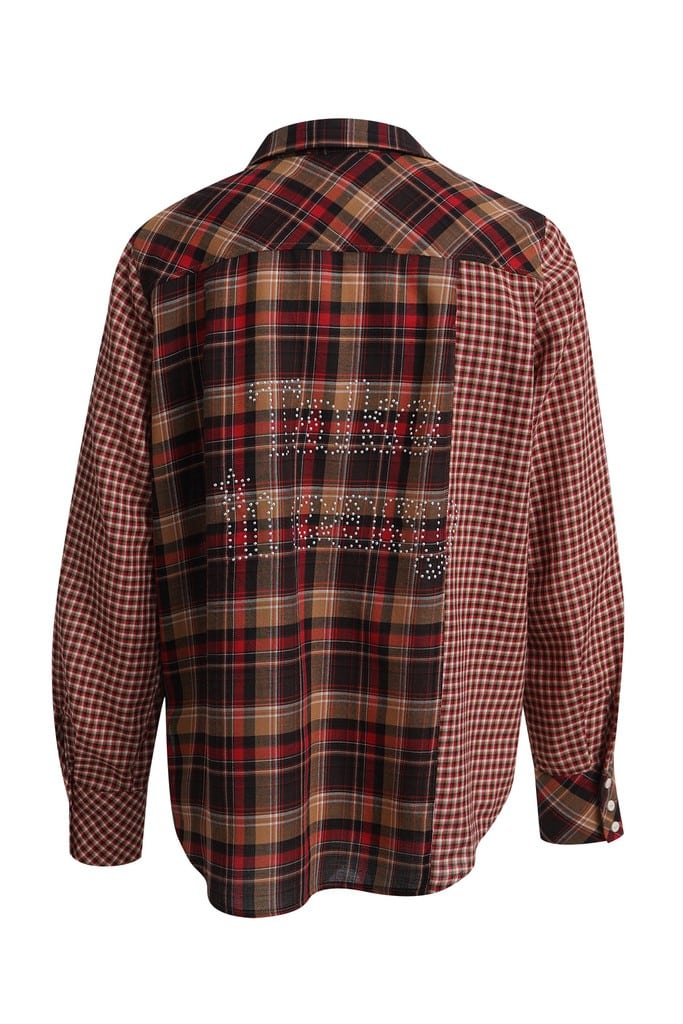 Small Check Shirt Collar Blouse