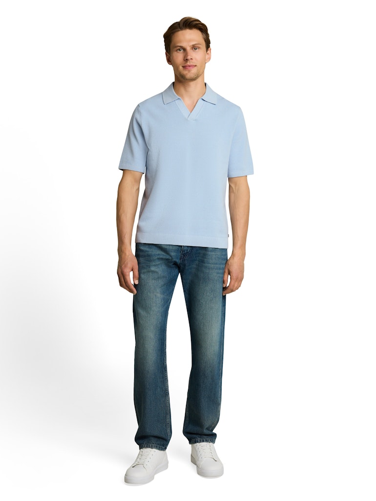 Piqué Strick-Poloshirt aus Baumwolle