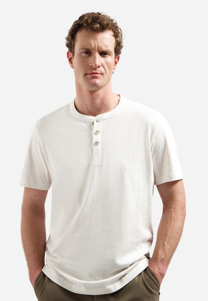 T-Shirt Granddad Half button Melange