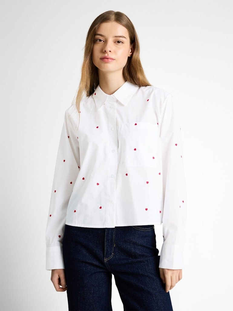 Boxy Fit Hemdbluse mit Stickereien