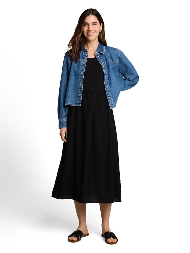 2-in-1 Midi-Kleid im Materialmix