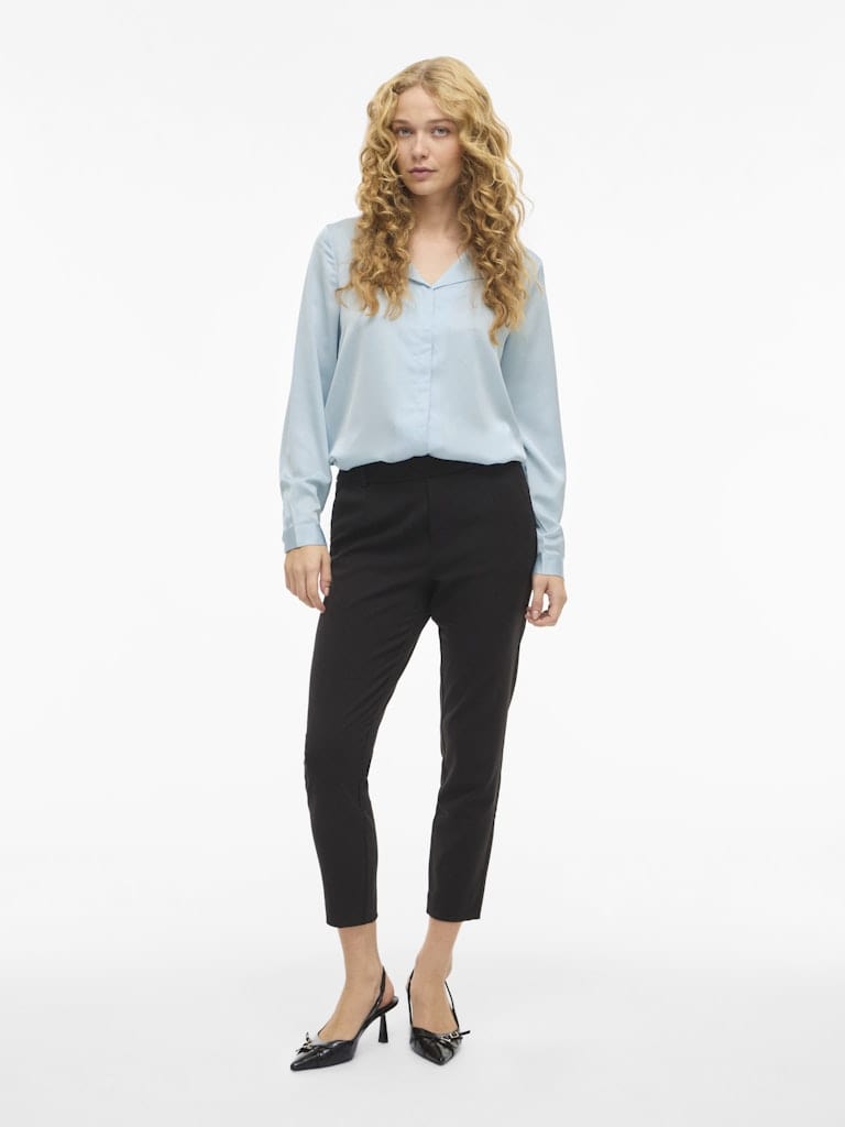 VIELLETTE V-NECK L/S SATIN SHIRT - NOOS