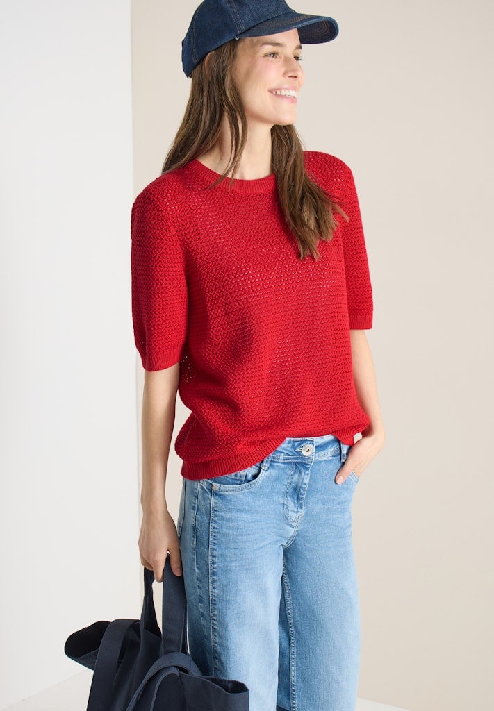 Kurzarm Pullover mit Struktur