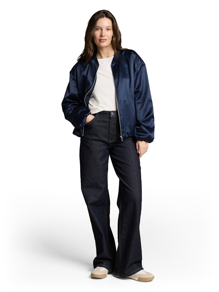 Satin Blouson Jacke mit Bomberkragen