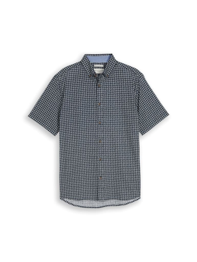 Regular Fit Kurzarmhemd mit Leinenanteil