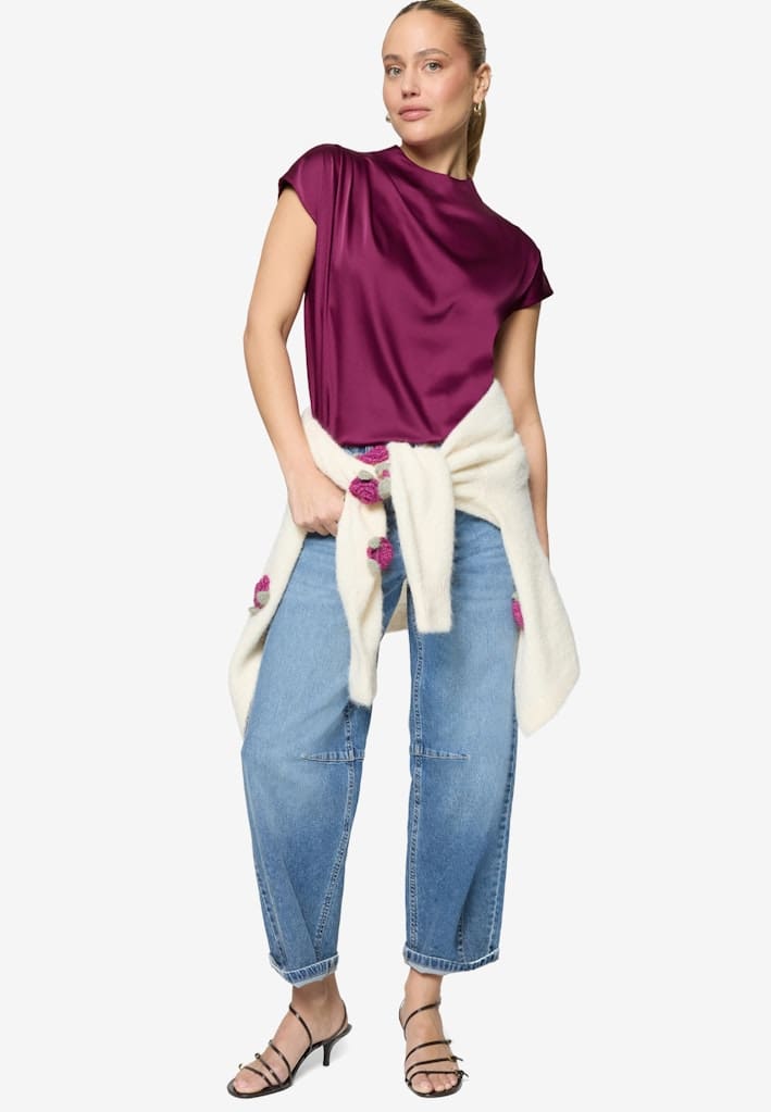 Satinbluse mit Stehkragen