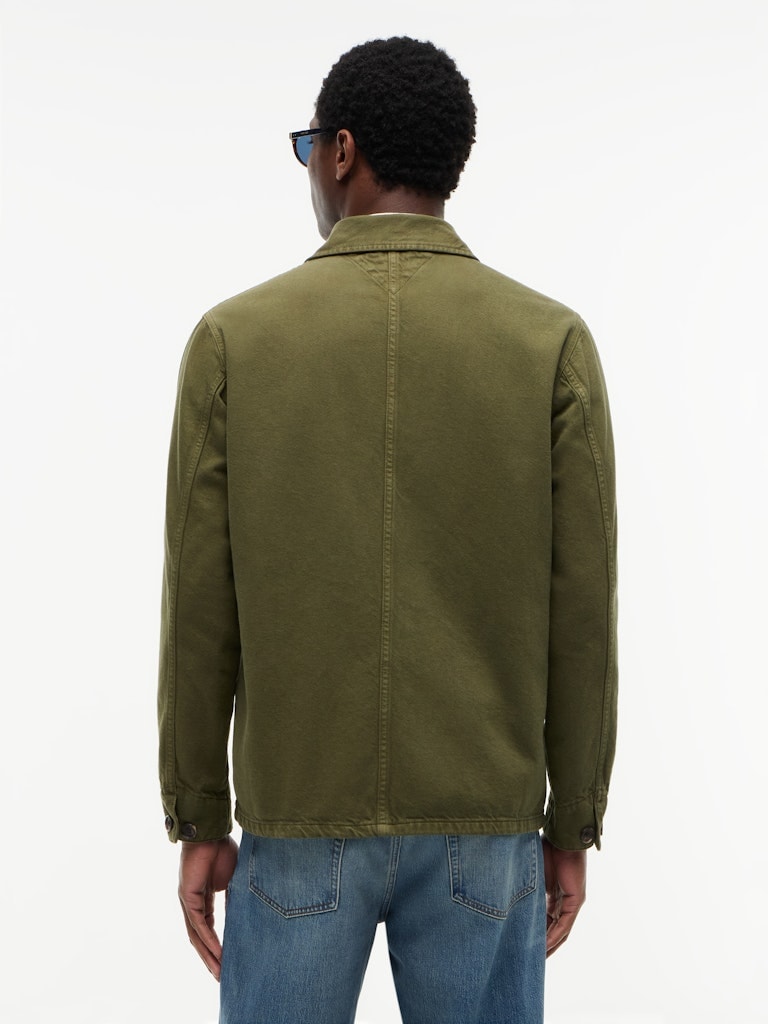 Washed Flag Embroidery Denim Chore Jacket