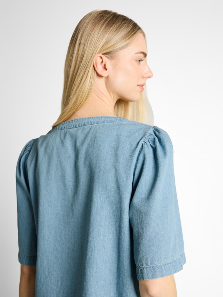 Jeansbluse mit Schleifen-Detail