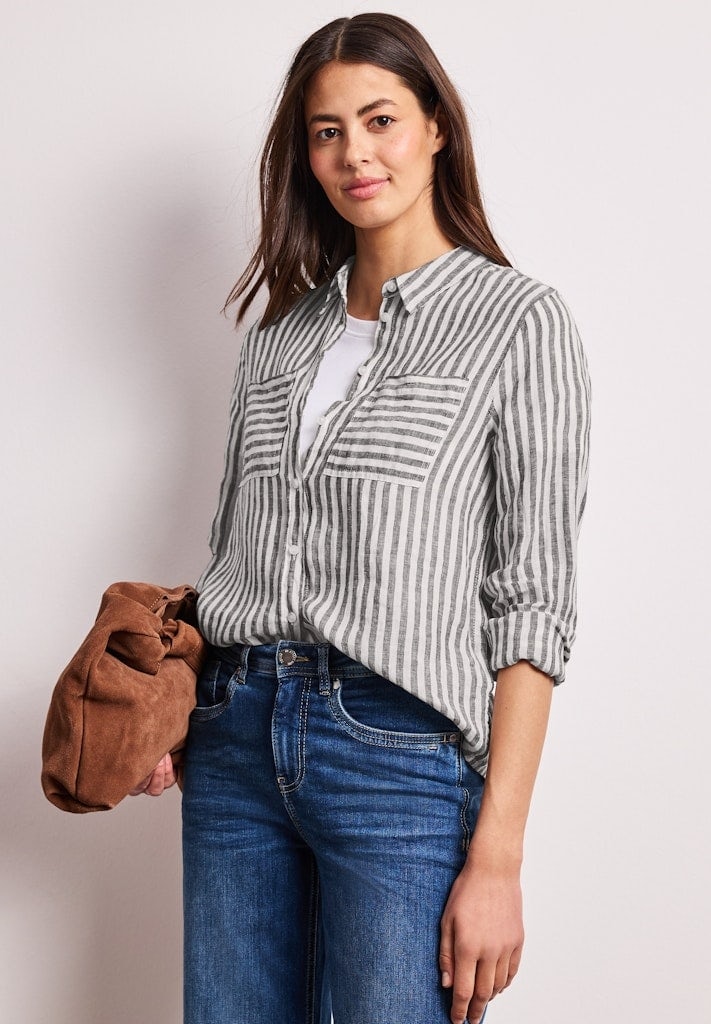 Langarm Hemdbluse aus Leinen