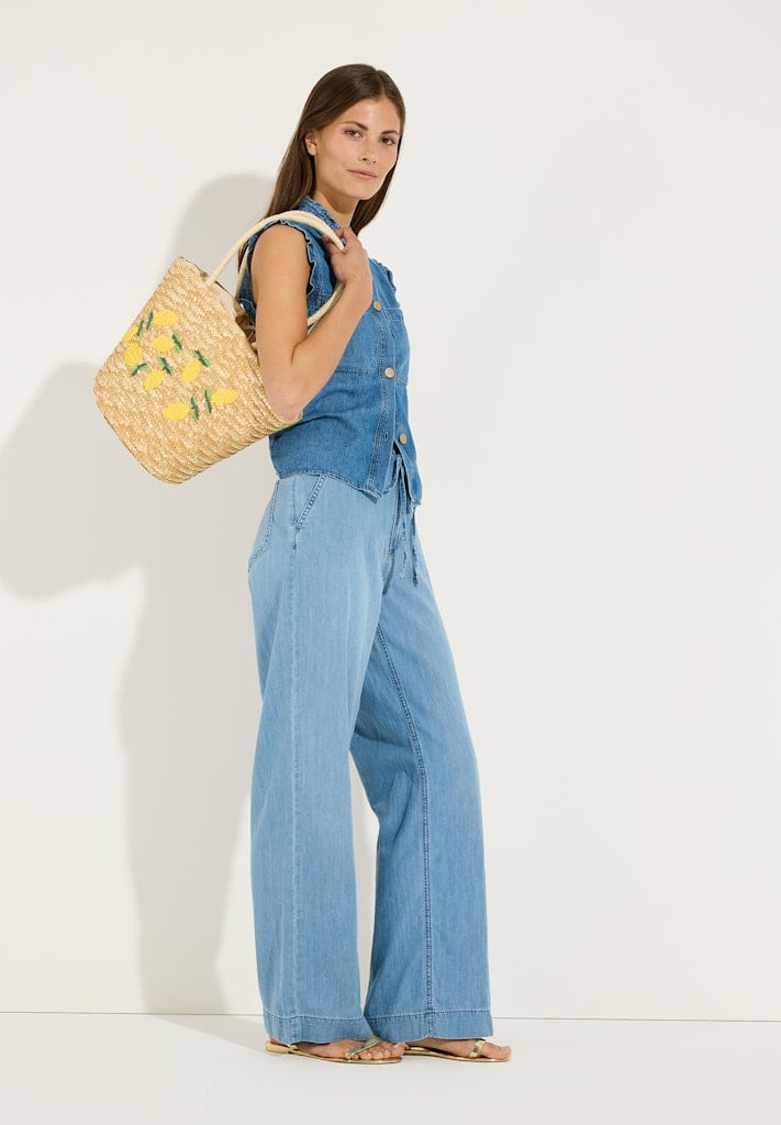 Jeansbluse mit Rüschenärmeln