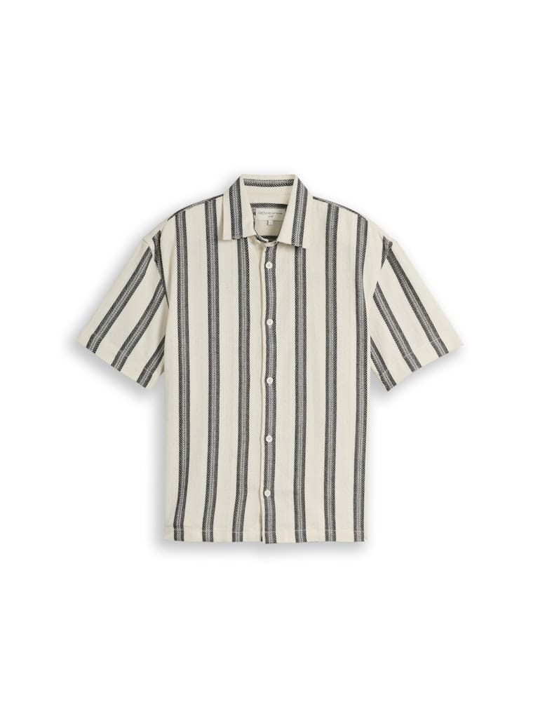 Loose Fit Kurzarmhemd mit Streifenmuster