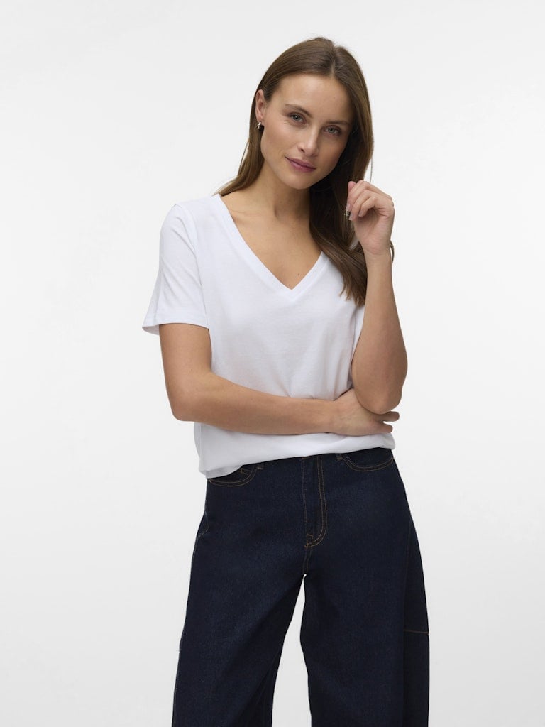 VMPAULINA SS V-NECK T-SHIRT JRS NOOS