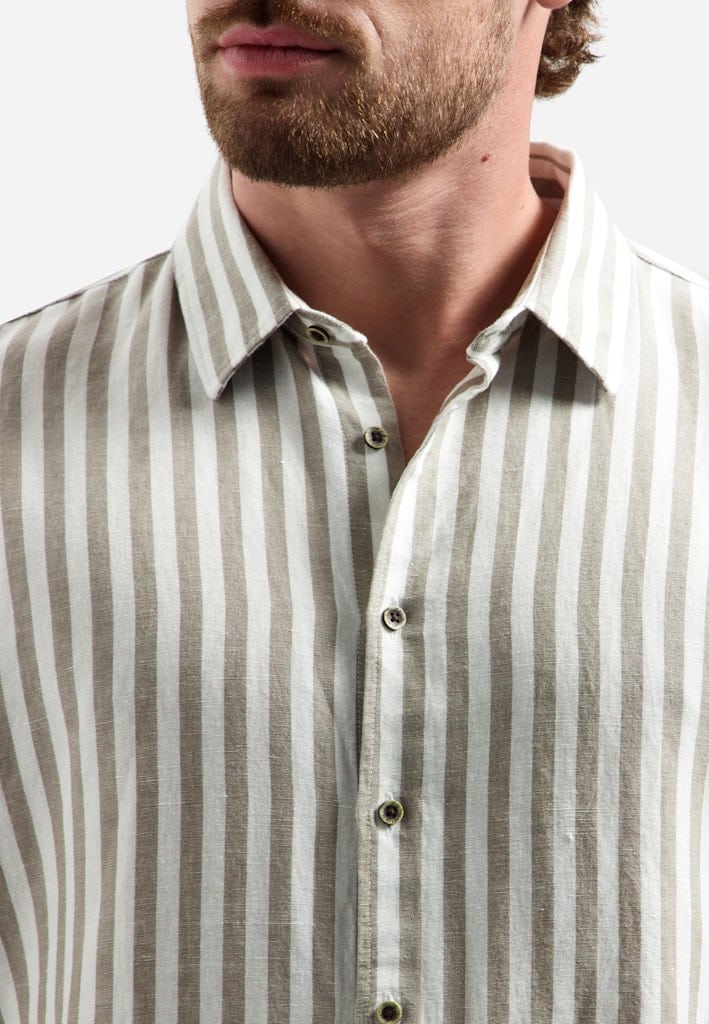 Shirt Vertical Big Stripe With Linen