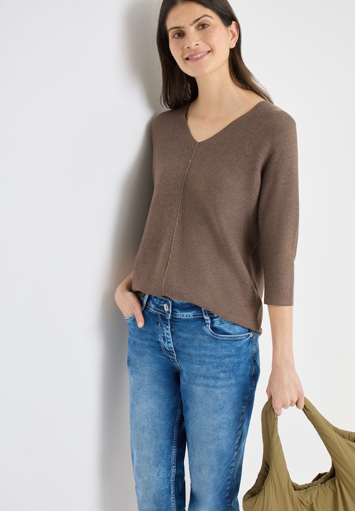 3/4-Arm Pullover mit Struktur