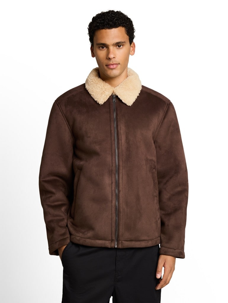 Relaxed Fit Jacke in Wildleder-Optik