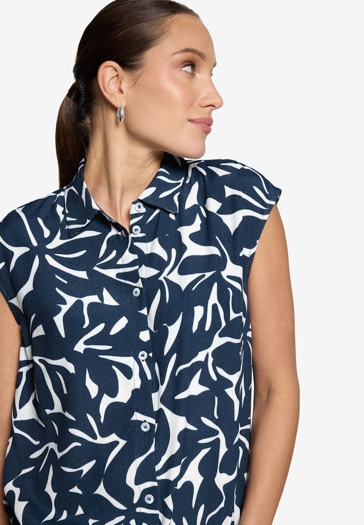 Hemdbluse kurzarm mit Blumen