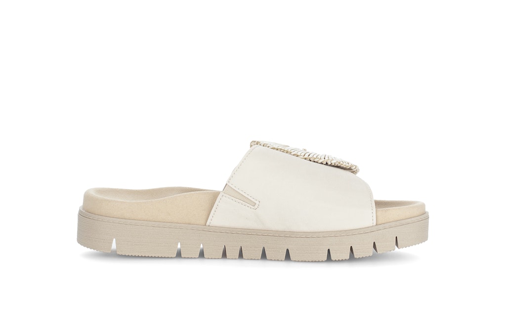 Pantoletten Glattleder beige