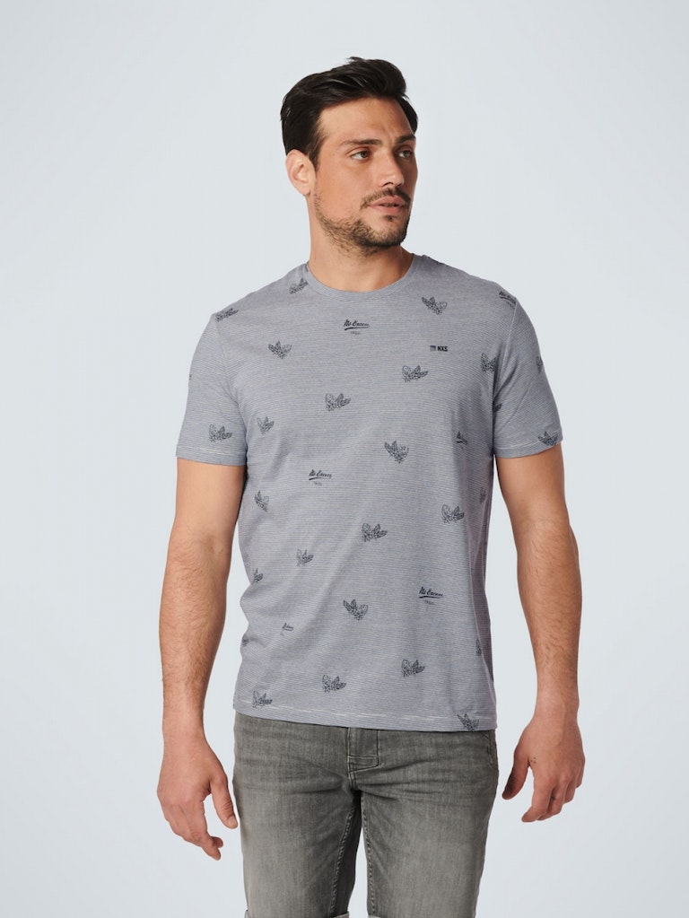 T-Shirt Crewneck Allover Printed 3 Colour Stripe