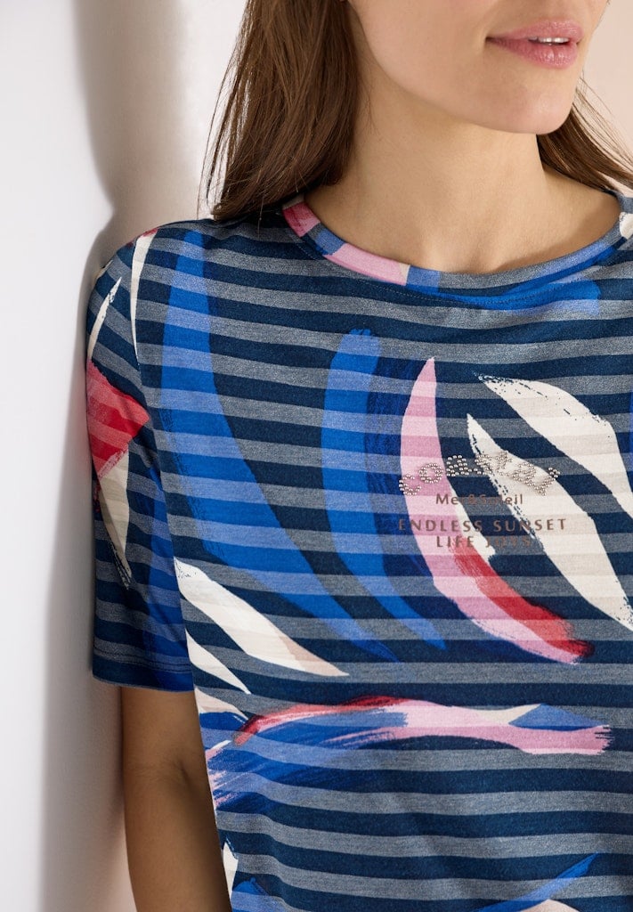 Kurzarm Shirt mit Ausbrennerstreifen