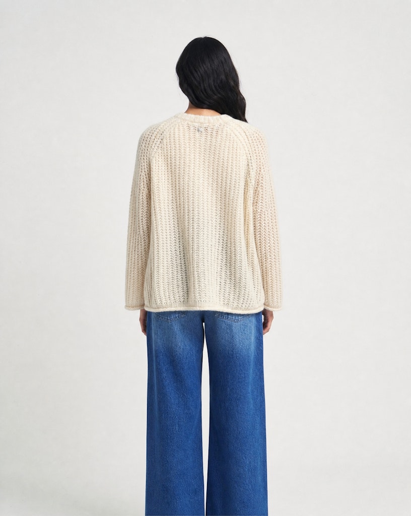 Hairy Round Neck 3/4 Slv Cardigan
