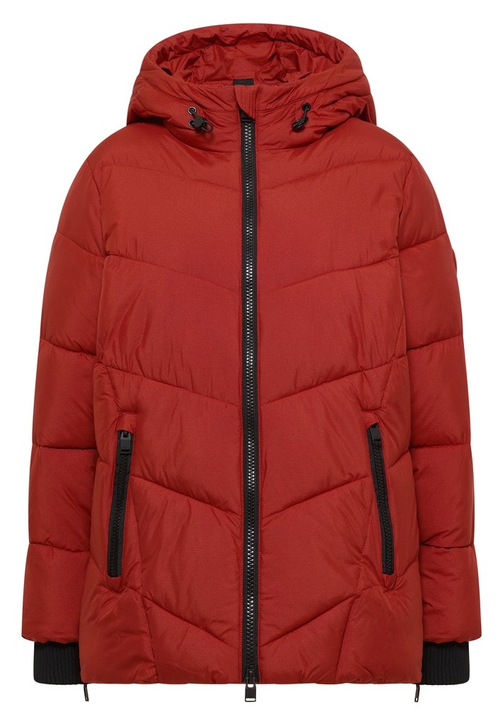 Puffer-Jacke in Midi-Länge mit Kapuze