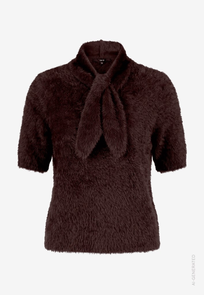 Damen Kurzarmpullover flauschig