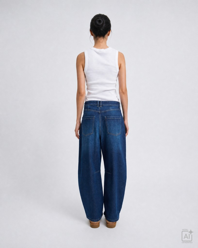 Barrel Leg Denim Pants