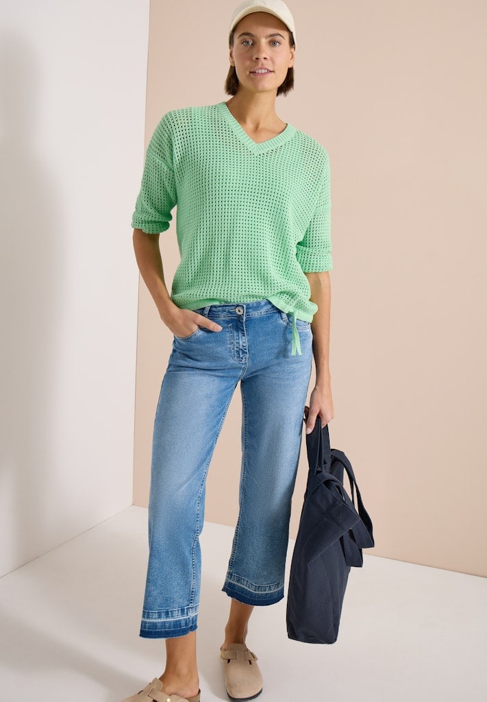 Kurzarm Pullover im Crochet-Look
