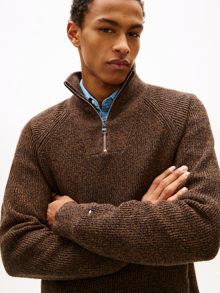 FISHERMAN RIB ZIP MOCK