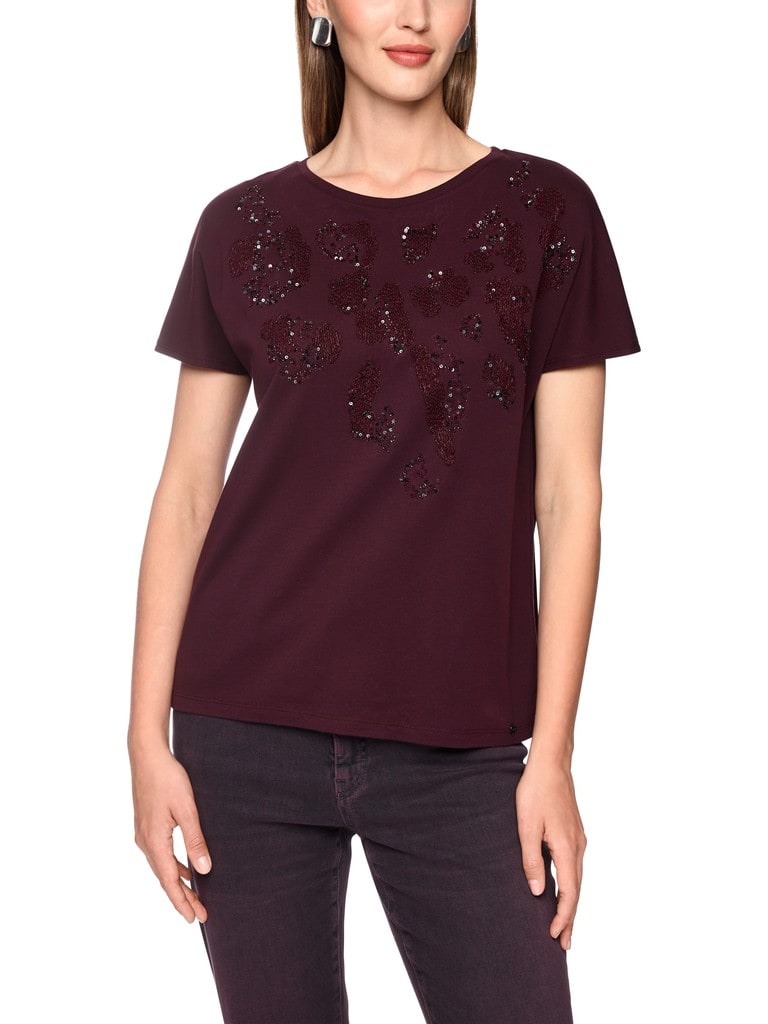 T-Shirt mit Pailletten-Stickerei