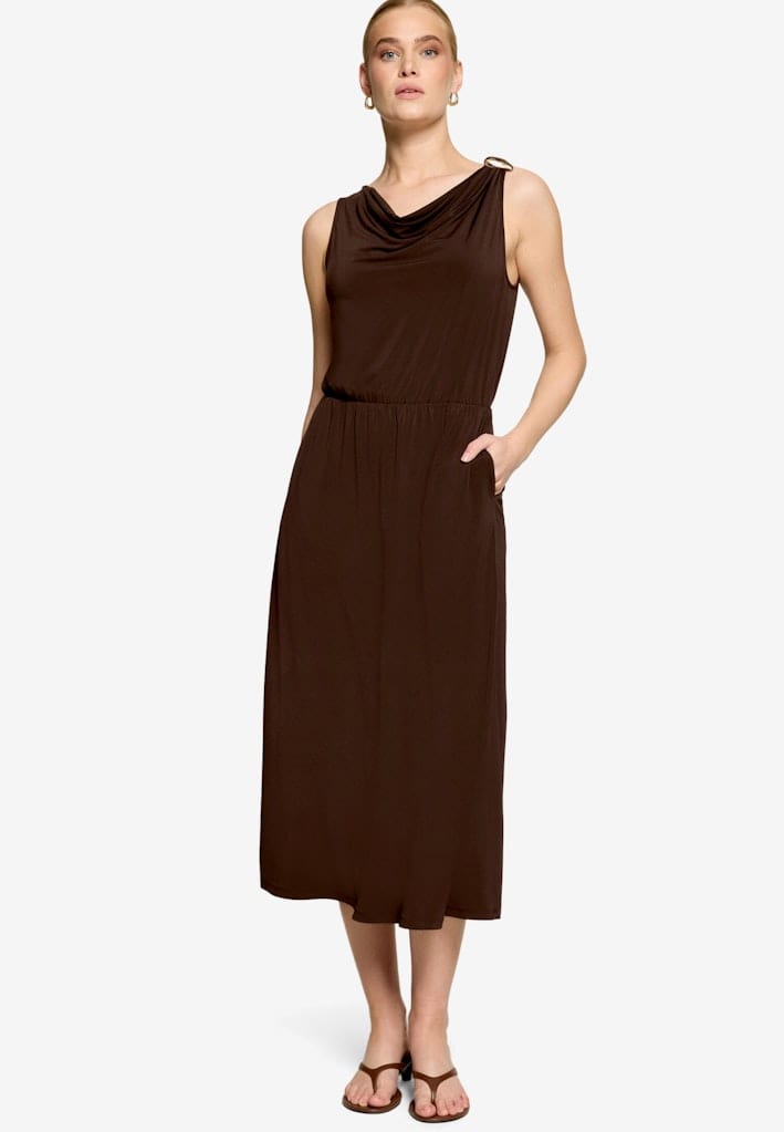 Midikleid tailliert mit Wasserfallausschnitt